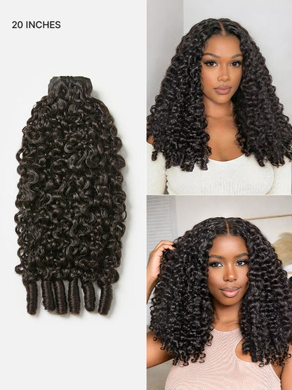 Burmese curly finger coil ends seamless clip-in extensions by Luvme Hair, real human hair, 9pcs or 7pcs with free gift
