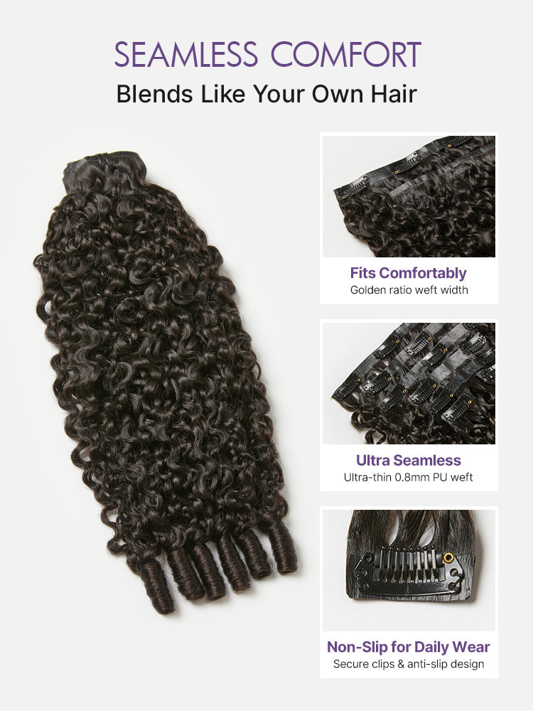 Luvme Hair Burmese curly finger coil ends seamless clip-in extensions, real human hair, 135g, 9 or 7 pieces, with free gift