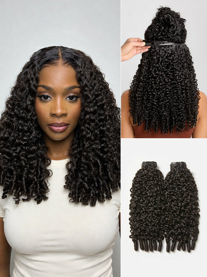 Luvme Hair Burmese curly finger coil ends seamless clip-in extensions with real human hair, 7 or 9 pieces, 135g, free gift included.