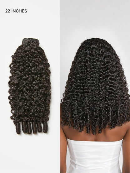Luvme Hair Burmese Curly Finger Coil Ends Seamless Clip-in Extensions made from real human hair, 9pcs or 7pcs with free gift