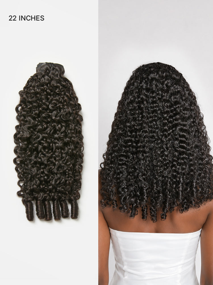 Luvme Hair Burmese curly finger coil clip-in extensions with seamless ends, real human hair, 9 or 7 pieces, free gift included