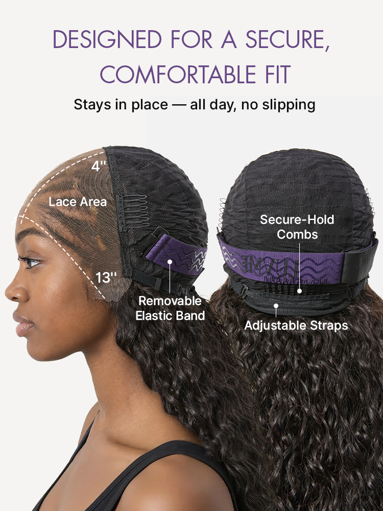 Luvme Hair natural black boho cornrow braids wig with 13x4 lace frontal, deep curly long style, pre-cut lace for easy wear