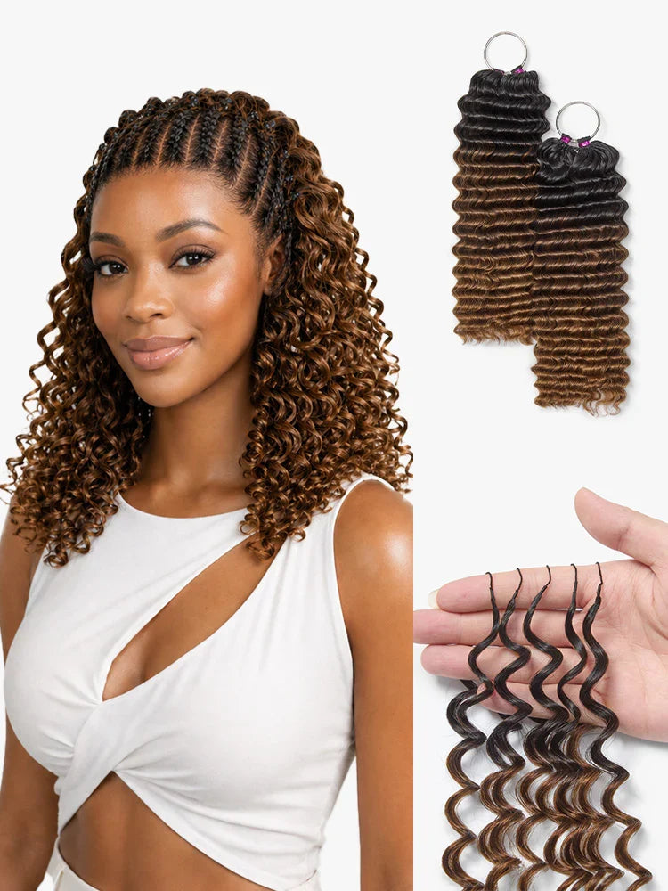 Readitress™ Pre-Separated Reusable Feather Crochet Human Hair Extensions Deep Wave / Kinky Straight Protective Style with Free Gifts - US Only-53