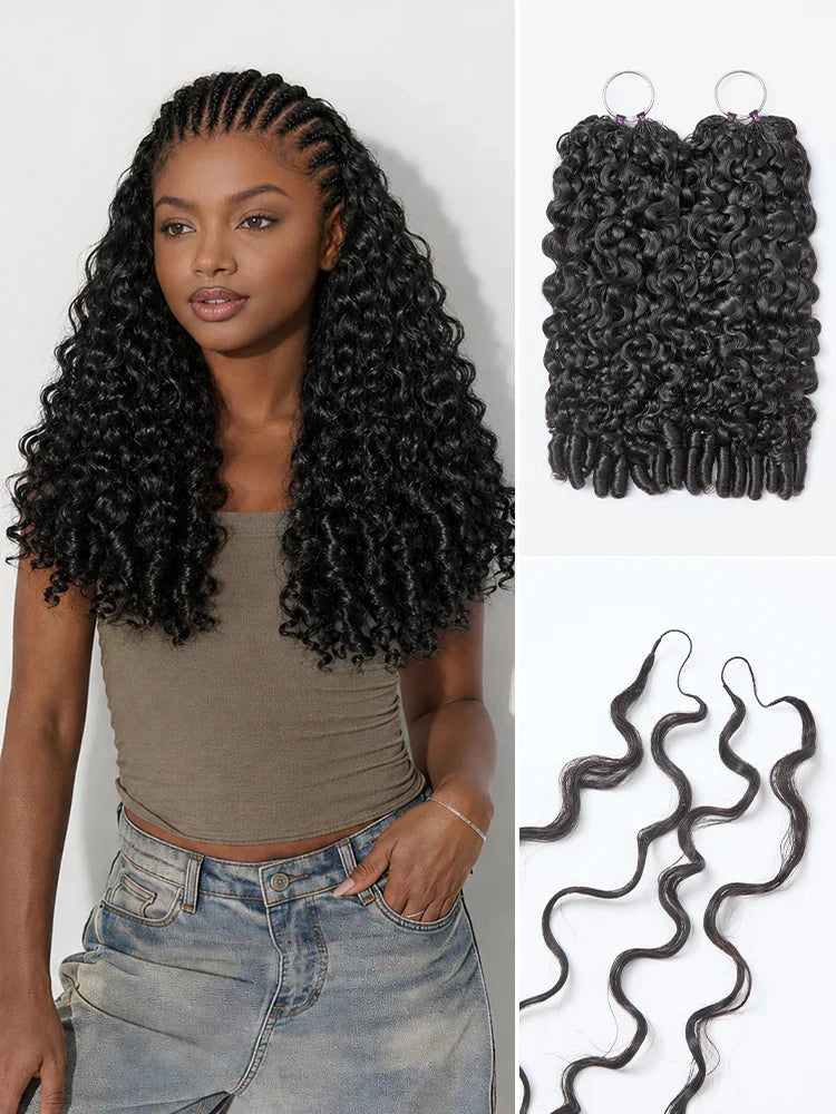 Readitress™ Pre-Separated Reusable Feather Crochet Human Hair Extensions Deep Wave / Kinky Straight / Burmese Curly Protective Style with Free Gifts - US Only-54