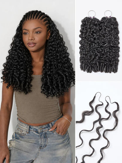 Readitress™ Pre-Separated Reusable Feather Crochet Human Hair Extensions Deep Wave / Kinky Straight / Burmese Curly Protective Style with Free Gifts - US Only-54