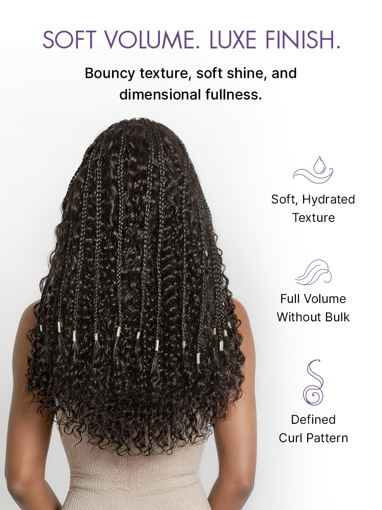Natural black boho cornrow braid wig with 13x4 lace frontal, deep curly long style from Luvme Hair, pre-cut lace for easy wear