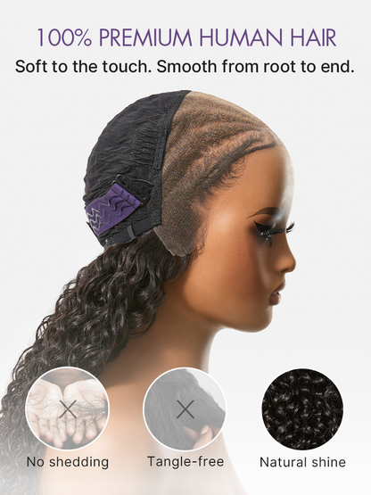 Luvme Hair Boho Fulani Braids Water Wave 13x4 frontal lace human hair wig with pre-cut lace and natural wave style