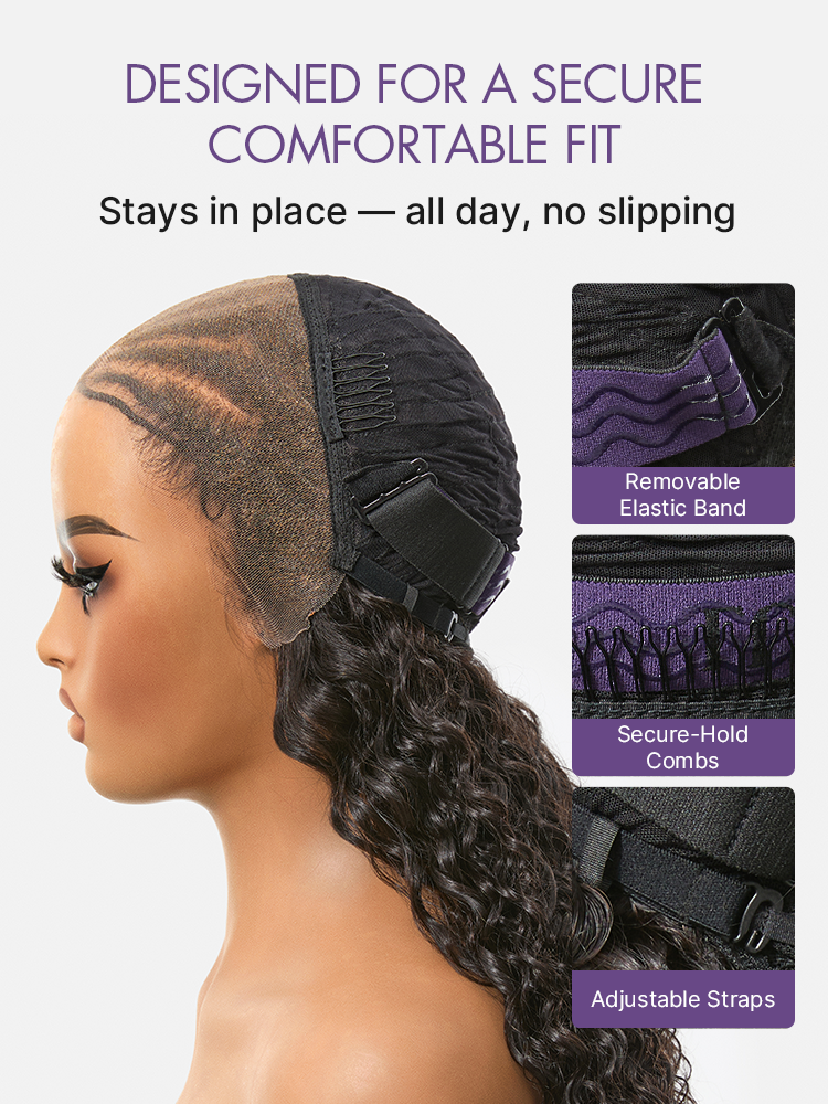 Luvme Hair Boho Fulani Braids Water Wave 13x4 frontal lace wig with pre-cut lace, human hair, natural water wave texture