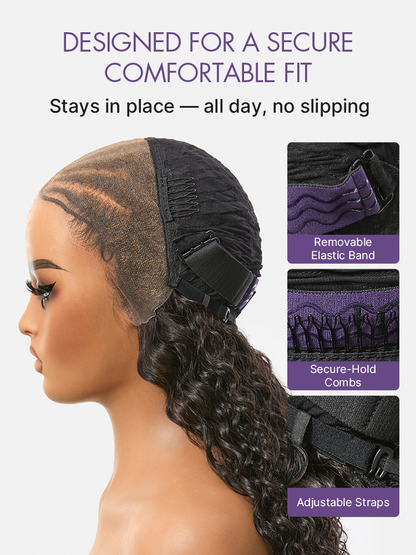 Luvme Hair Boho Fulani Braids Water Wave 13x4 frontal lace wig with pre-cut lace, human hair, natural water wave texture