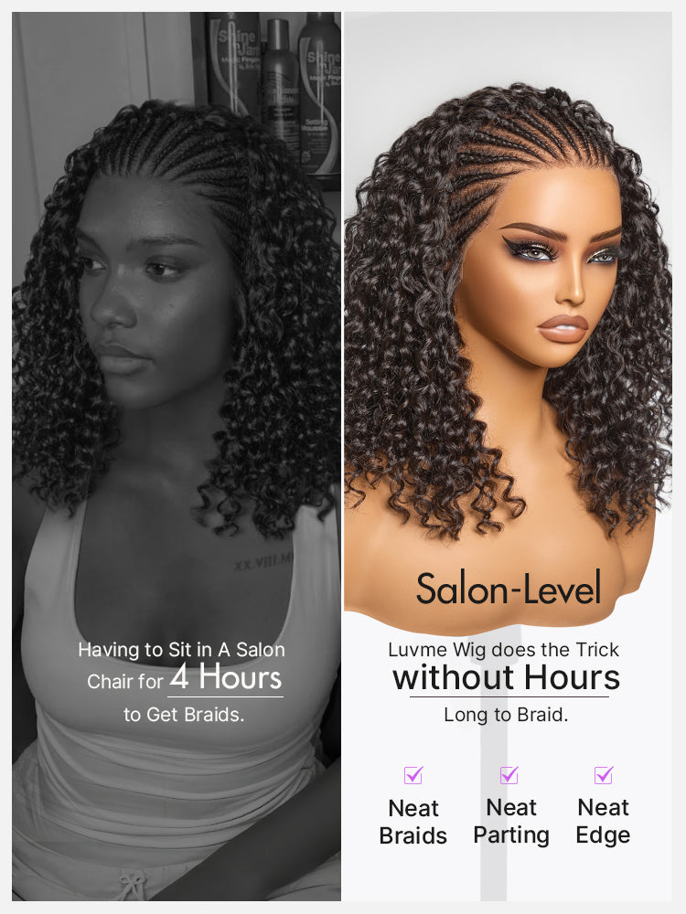 Luvme Hair Readitress Knotless Fulani Braids Deep Wave HD Lace Frontal wig, human hair, ear-to-ear 13x4 lace, glueless style