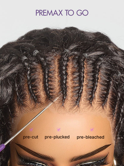 Luvme Hair Readitress Knotless Fulani Braids Deep Wave HD lace front wig with ear-to-ear 13x4 frontal, human hair, glueless style