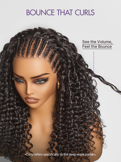 Luvme Hair Readitress™ Knotless Fulani Braids deep wave HD lace frontal wig with ear-to-ear coverage, human hair, glueless style