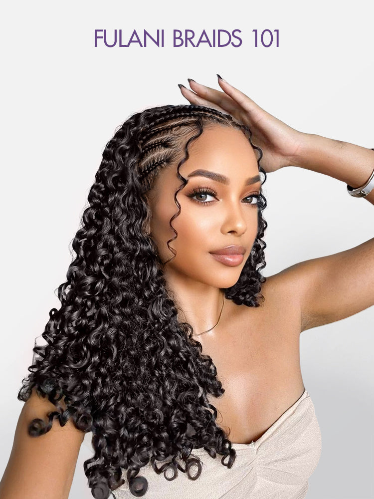 Luvme Hair Readitress Knotless Fulani Braids Deep Wave HD lace wig with ear-to-ear 13x4 frontal, human hair, glueless style.
