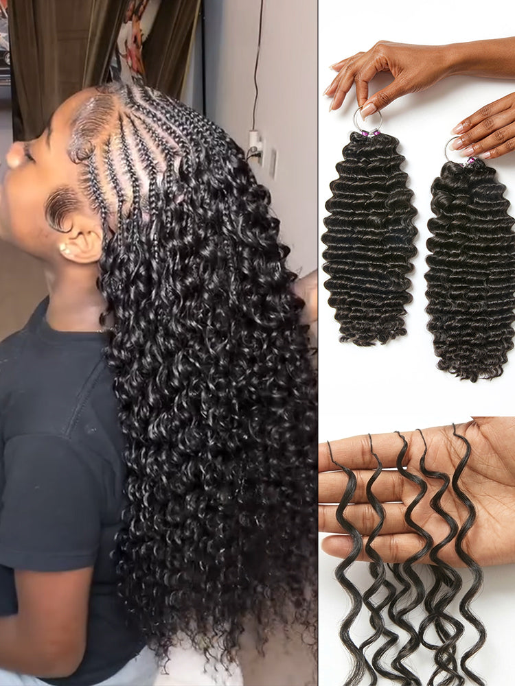 Readitress™ Pre-Separated Feather Crochet Human Hair by Luvme Hair, deep wave and Burmese curly protective style with free gifts