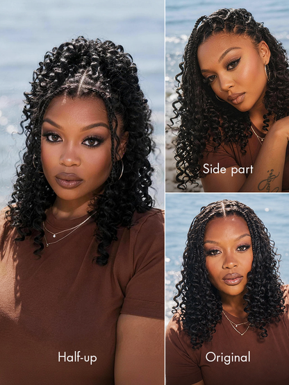 Luvme Hair OwnScalp HD Full Lace Knotless Boho Curls Braided Bob wig with pre-cut lace and flexible drawstring cap