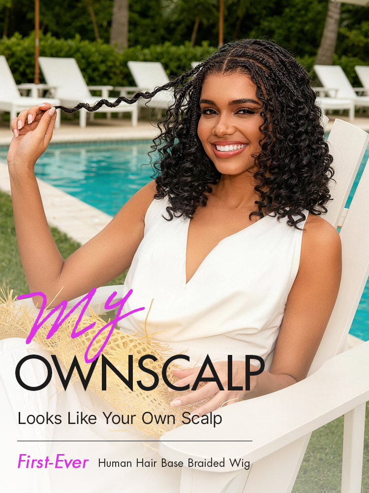 Luvme Hair OwnScalp HD full lace knotless boho curls braided bob wig with pre-cut lace and flexible drawstring cap