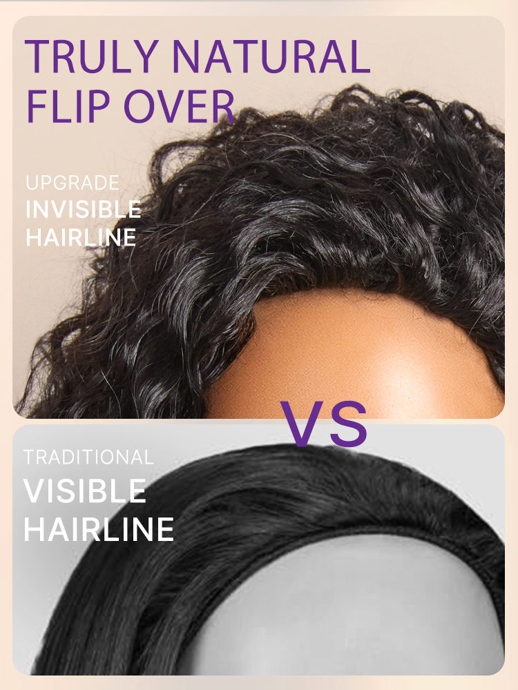 Luvme Too Easy Texture 3-in-1 water wave half wig with 180% density, glueless flexi-fit drawstring design by Luvme Hair