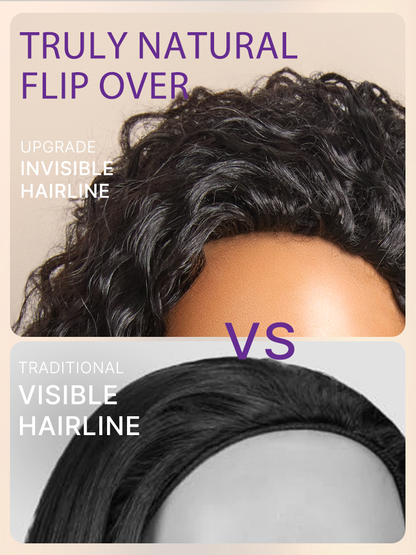 Luvme Too Easy Texture 3-in-1 water wave half wig with 180% density, glueless flexi-fit drawstring design by Luvme Hair