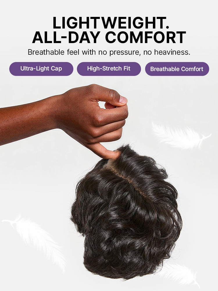 Natural black lightweight short pixie cut wig by Luvme Hair with pre-cut lace, glueless, minimalistic design, and beginner-friendly style.