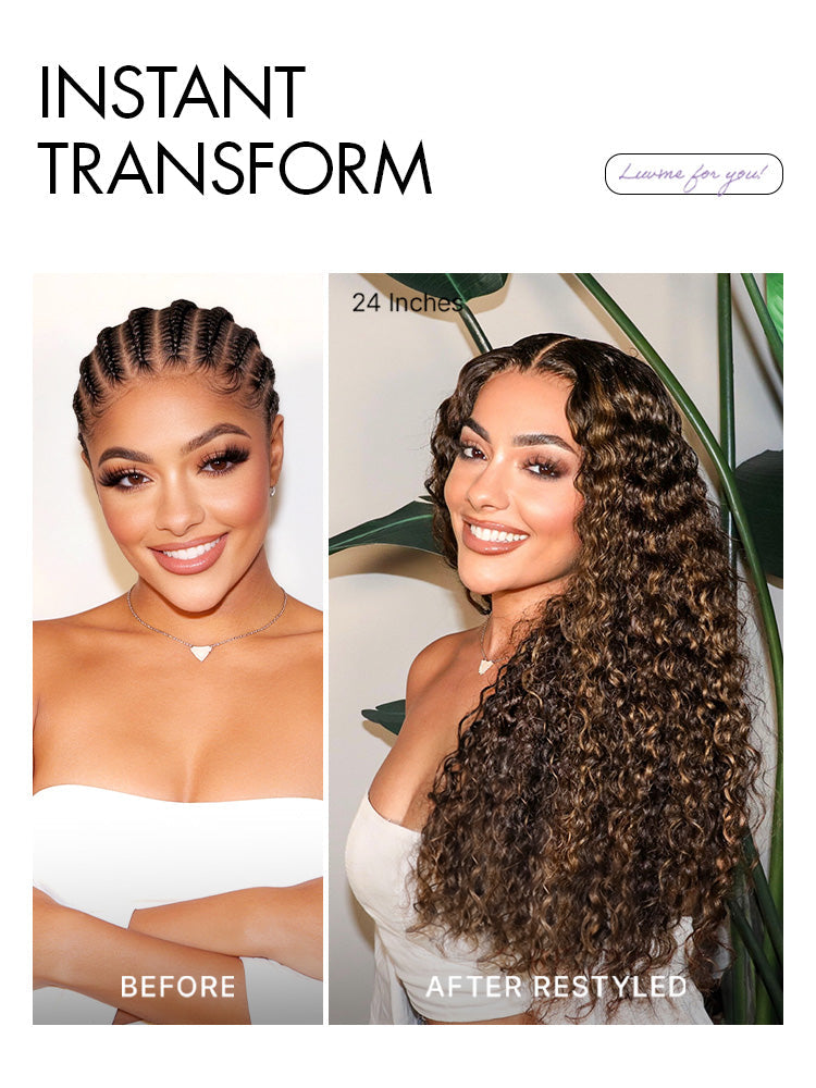 Luvme All-Day Comfort™ Wig PartingMax Brown Highlights Funmi Curly 7x6 Closure HD Lace Glueless Wig Pre Cut Lace-87