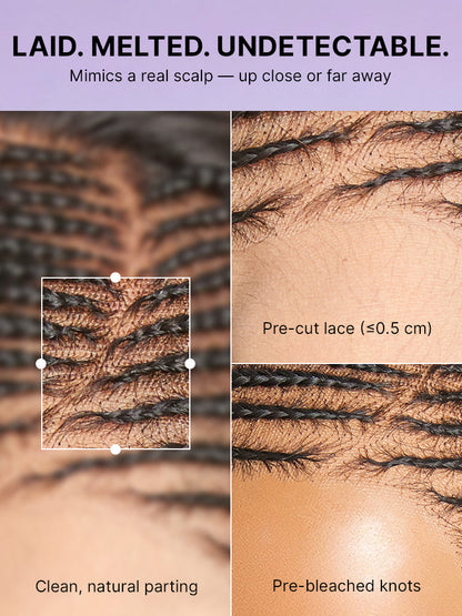 Luvme Hair side-parted Fulani braids straight 13x4 frontal lace bob wig with pre-cut lace, natural hairstyle and realistic lace front