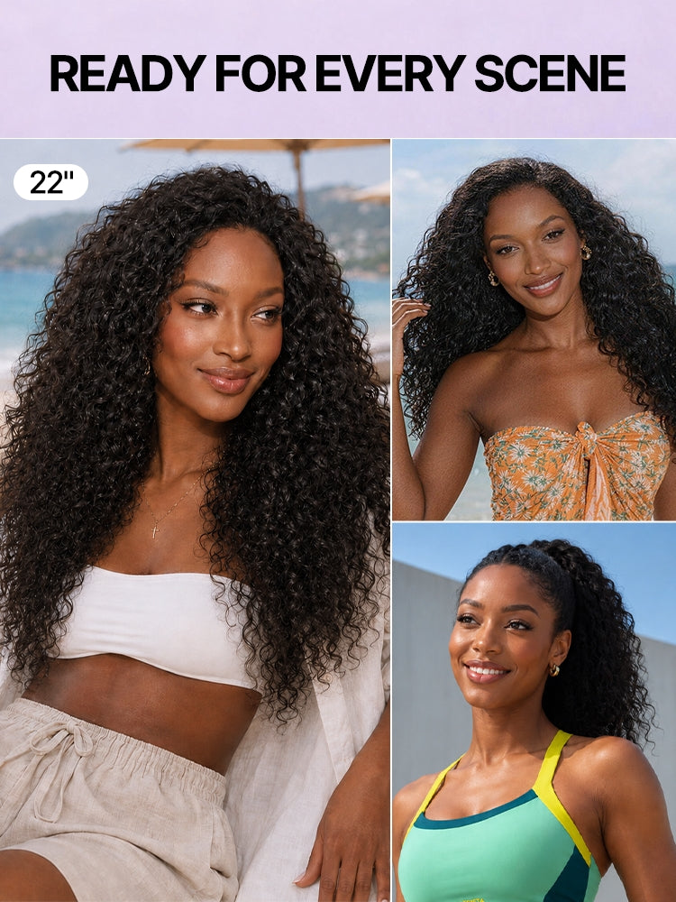 Luvme Too Easy Texture™ 3-In-1 Half Wig 180% Density Water Wave Glueless Flexi-Fit Drawstring Wig-23