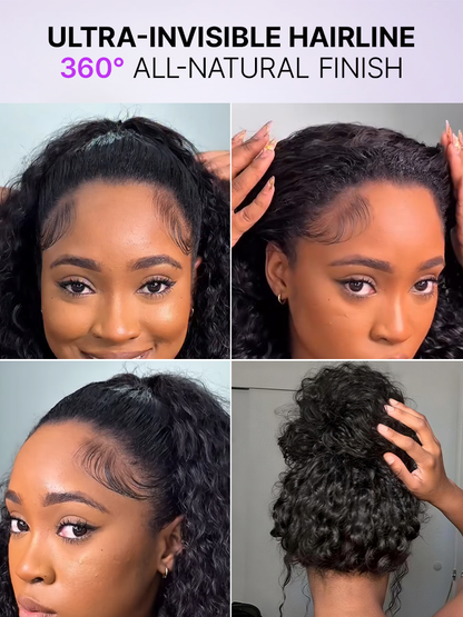 Luvme Too Easy Texture 3-in-1 water wave half wig with 180% density, glueless flexi-fit drawstring design, natural water wave style