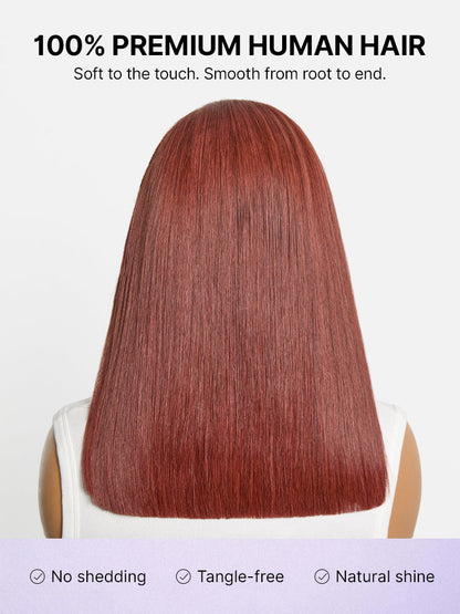 Luvme Hair copper red Fulani braid bob wig with 13x4 frontal lace, straight style, pre-cut lace, drawstring cap for easy wear