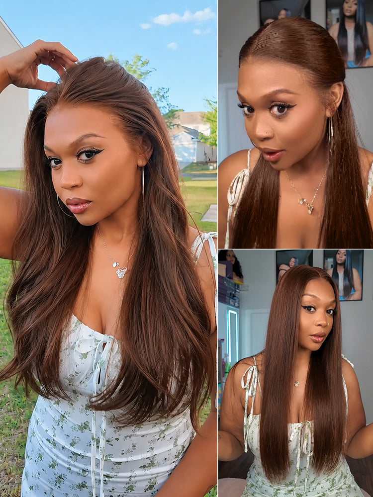 PreMax Wigs | Super Natural Hairline Silky Straight Glueless 13x4 Frontal Lace Wig Human Hair Pre-Cut Lace-47