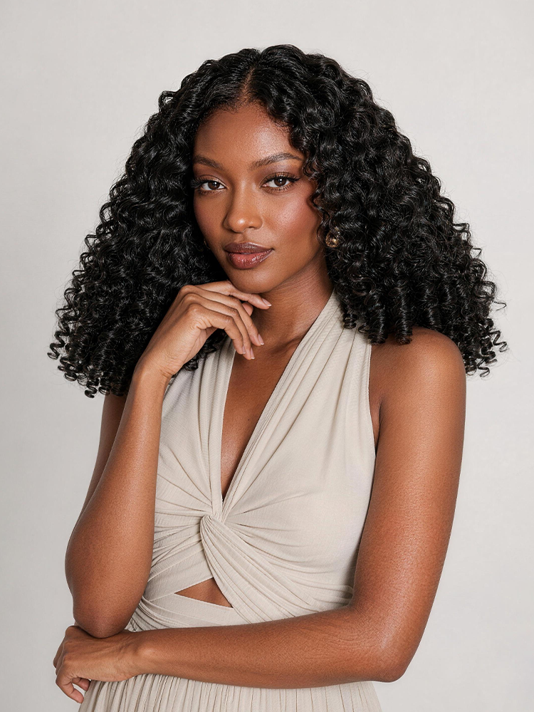 Luvme Hair Burmese curly 100% virgin human hair bundle showing soft, voluminous curls and natural shine.