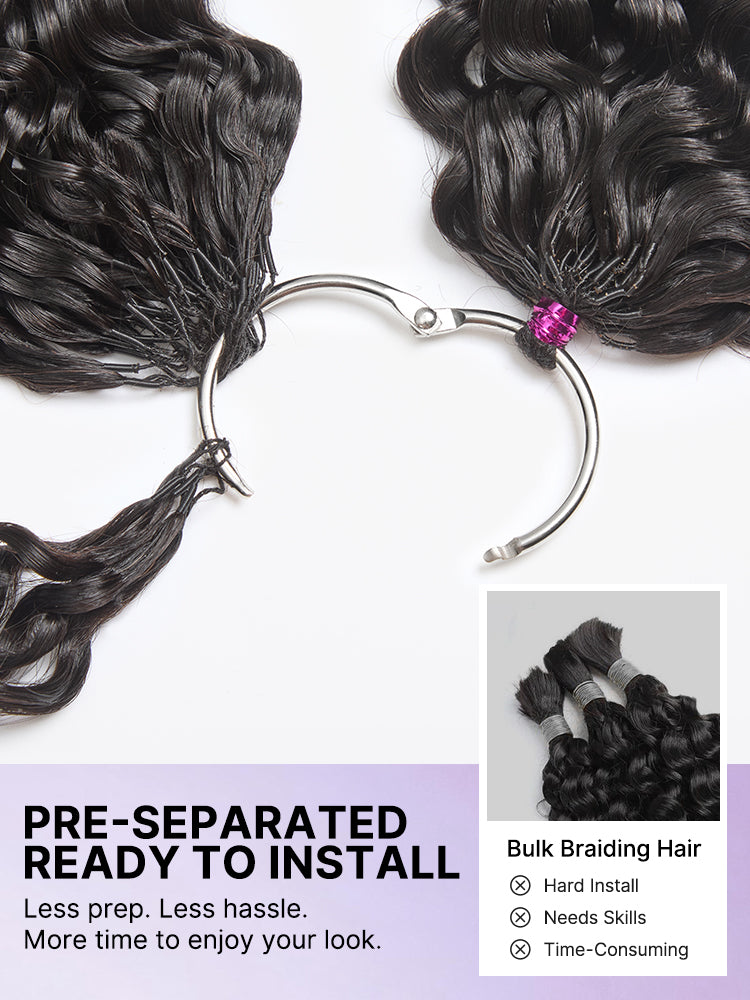 Miracle Knots Crochet Hair Wet and Wavy Water Wave | Kinky Straight for Boho Braids | Crochet Weaves | Fulani Braids | Twists Pre-Separated Lightweight Full & Soft Pre-Looped Human Hair Extensions Protective Style-13