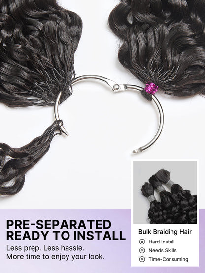 Miracle Knots Crochet Hair Wet and Wavy Water Wave | Kinky Straight for Boho Braids | Crochet Weaves | Fulani Braids | Twists Pre-Separated Lightweight Full & Soft Pre-Looped Human Hair Extensions Protective Style-13