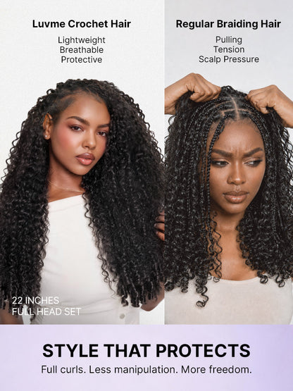 Luvme Hair Miracle Knots Burmese Curly Crochet Hair for Boho Braids, Fulani Braids, twists, lightweight pre-looped human hair extensions