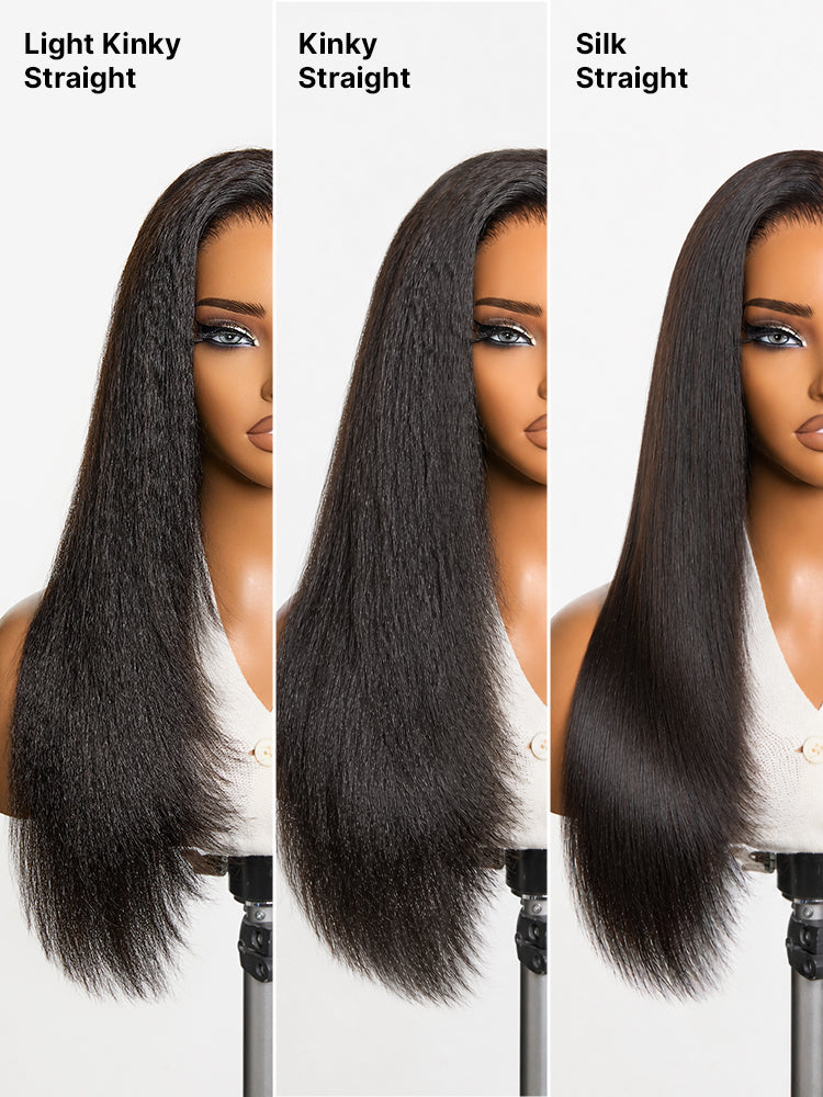 Luvme Hair 7x6 HD lace wig with layered light kinky straight body wave, glueless design and pre-cut lace for natural look.