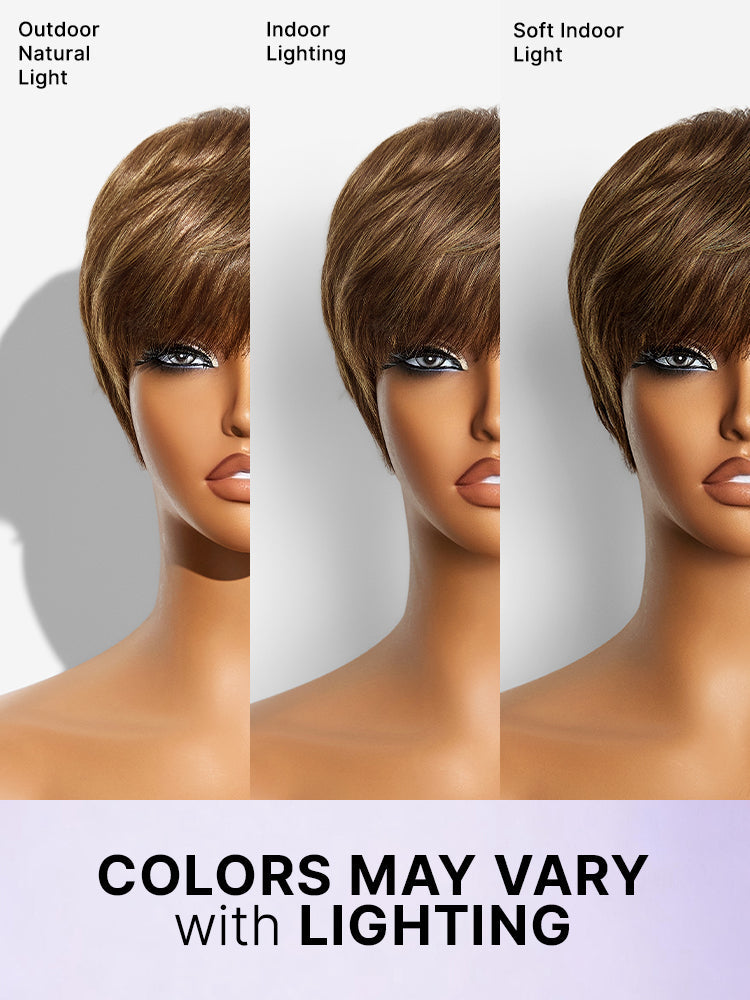 Light blonde short wig with bangs, glueless, skin-like soft care, ultra comfort, from Luvme Hair, easy to wear and style