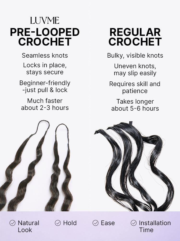 Miracle Knots Crochet Hair Kinky Straight for Boho Braids | Crochet Weaves | Fulani Braids | Twists Pre-Separated Lightweight Full & Soft Pre-Looped Human Hair Extensions Protective Style-25