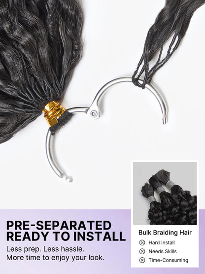 Luvme Hair Miracle Knots Crochet Hair in kinky straight texture, pre-looped, lightweight, full, soft, ideal for boho braids and twists.