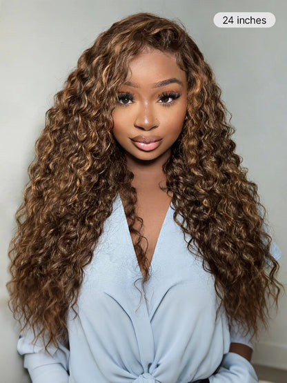 Luvme All-Day Comfort™ Wig PartingMax Brown Highlights Funmi Curly 7x6 Closure HD Lace Glueless Wig Pre Cut Lace-12