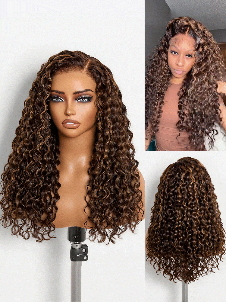 Luvme All-Day Comfort™ Wig PartingMax Brown Highlights Funmi Curly 7x6 Closure HD Lace Glueless Wig Pre Cut Lace-98