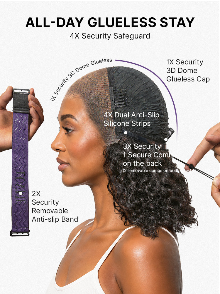 Luvme Hair PreMax 180% density water wave 13x4 lace front wig with pre-cut lace and drawstring cap on a mannequin head.