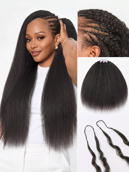 Luvme Hair Miracle Knots crochet hair in kinky straight texture, pre-looped, lightweight, full, and soft for boho braids and protective styles.