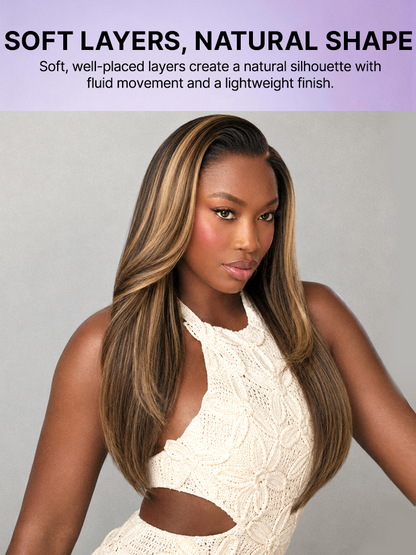 Luvme All-Day Comfort Wig 180% Density Blonde Highlight Butterfly Cut Layered Light Yaki Straight Glueless 7x6 Closure HD Lace Wig Pre-Cut Lace-47