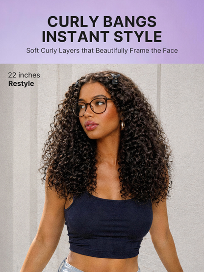 Luvme Hair kinky curly 200% density glueless 5x5 lace wig with bangs, pre-cut closure, suitable for all head sizes, natural hair look