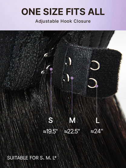 Luvme layered cut Yaki straight lace bob wig with bangs in reddish purple, featuring a minimalist style and all-day comfort cap