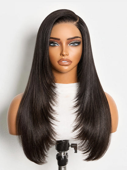 Luvme All-Day Comfort™ Wig 180% Density Butterfly Cut Layered Light Yaki Straight Glueless 7x6 Closure HD Lace Human Hair Wig Pre-Cut Lace-88