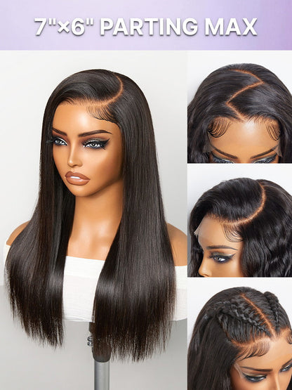 Luvme All-Day Comfort™ bone straight HD lace wig with baby hair, 180%/250% density, pre-cut 7x6 closure, glueless design