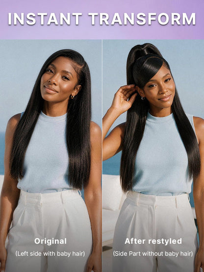 Luvme All-Day Comfort™ bone straight HD lace wig with baby hair, 180% density, 7x6 closure, pre-cut glueless design