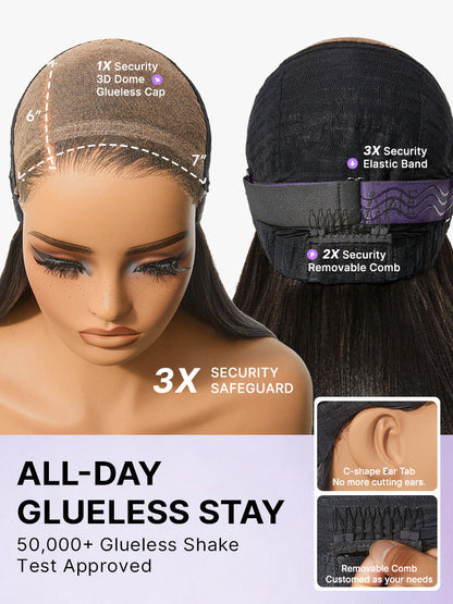 US Only | Luvme All-Day Comfort™ Wig 180% / 250% Density Bone Straight with Baby Hair PartingMax Glueless 7x6 Closure HD Lace Wig Pre-Cut Lace-106