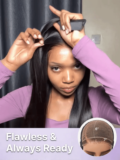 Luvme All-Day Comfort™ bone straight HD lace wig with baby hair, 180% density, 7x6 closure, glueless pre-cut lace, natural look