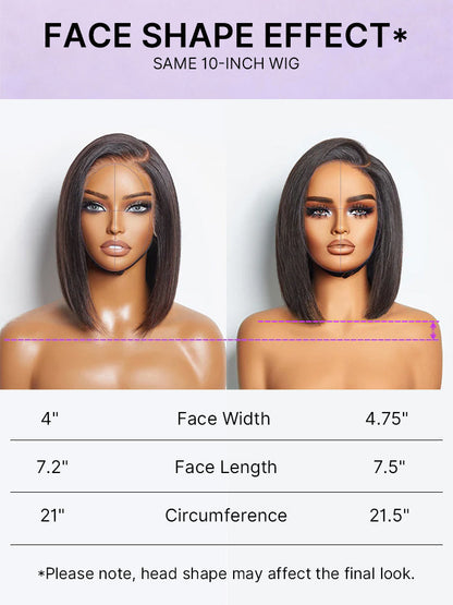 PreMax Wigs | Super Natural Hairline Silky Blunt Cut Bob Glueless 13x4 Frontal Lace Human Hair Short Wig Pre-Cut Lace-39